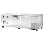 True TUC-93D-2-HC - Deep Undercounter Refrigerator, (2) solid doors, (4) shelves, (2) drawers
